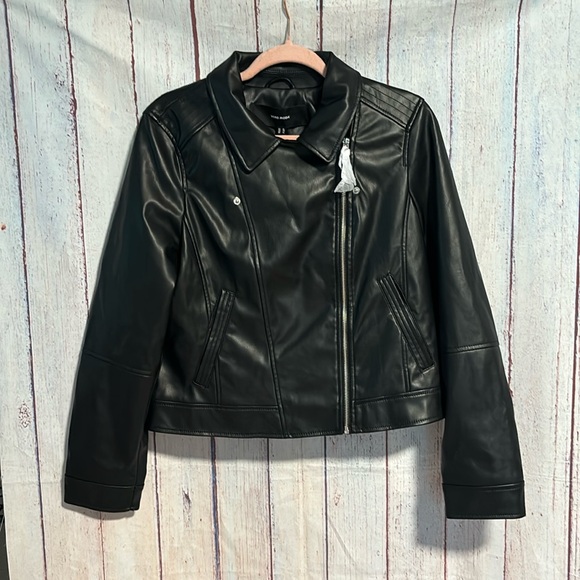 NWT Vero Moda Bella Annabel Coated Biker Jacket - Picture 4 of 14